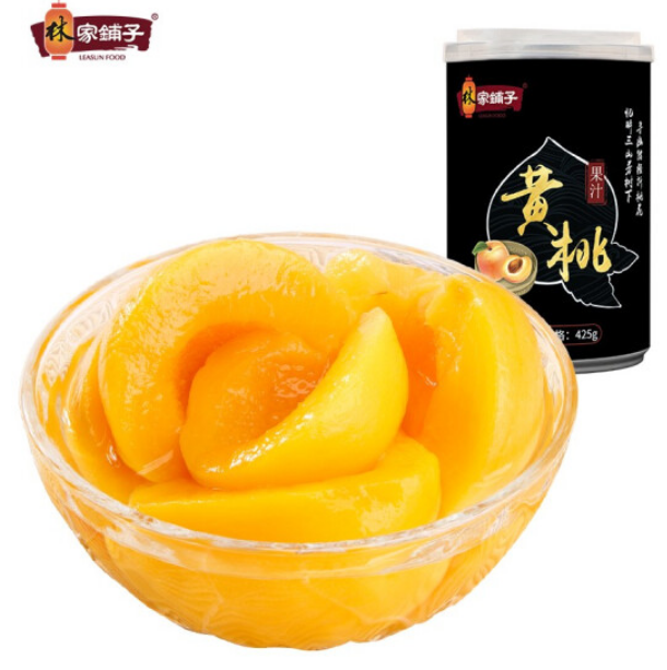 【京喜】15.9元包邮！林家铺子果汁黄桃罐头 425g*4罐