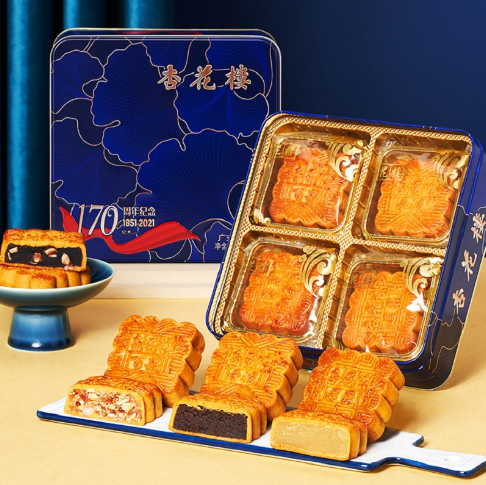 19.2元包邮！杏花楼 果仁豆沙170周年月饼礼盒 400g