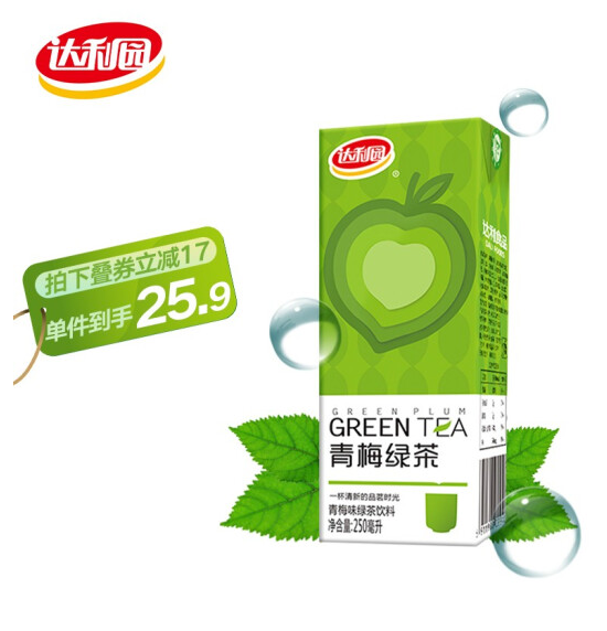 107.25元！达利园 青梅绿茶果汁饮品250ml*24盒*5件