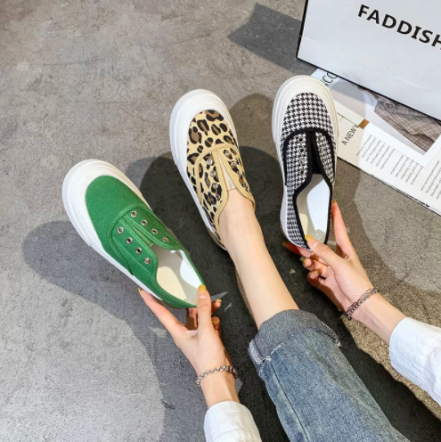 19.9元包邮！罗希臣 2021年新款一脚蹬厚底帆布鞋