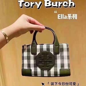 补货!Tory Burch Ella绿格子托特包 补货!Tory Burch Ella绿格子托特包