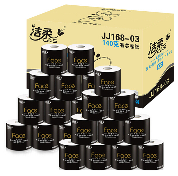 113.4元！洁柔 黑Face系列 有芯卷纸 4层 140g 30卷 *3件