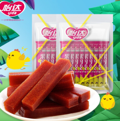 9.9元包邮！叽叽喳喳 果丹皮250g*2袋 共500g