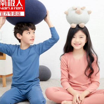 19.9元包邮！南极人 儿童磨毛保暖内衣套装