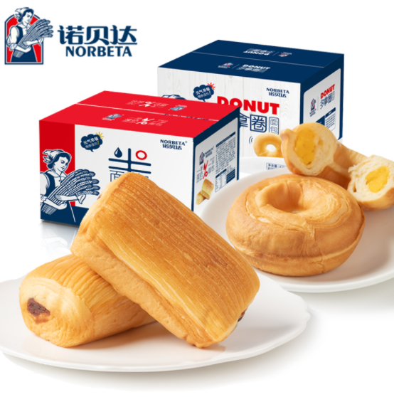 14.9元包邮！诺贝达 营养早餐零食小面包420g