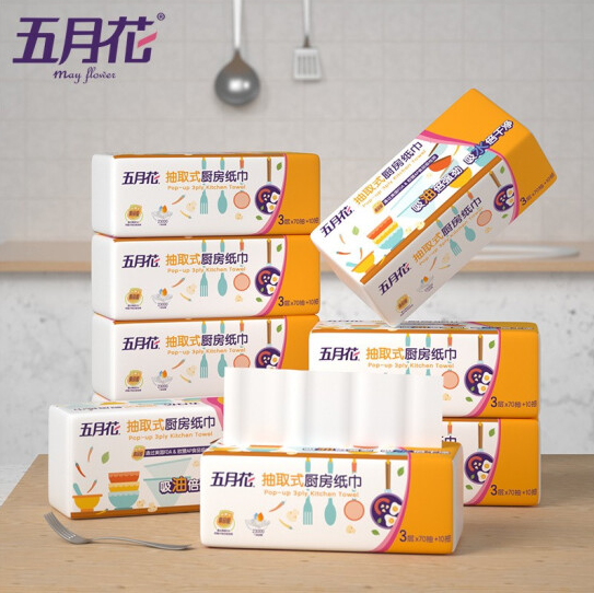 25.9元包邮！五月花 厨房用纸 3层*80抽*9包