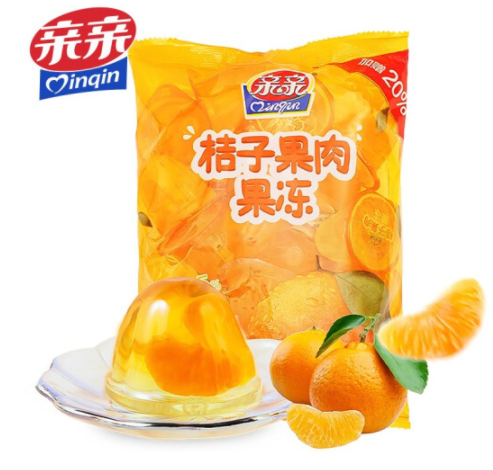 19.9元包邮！亲亲 桔子果肉果冻 450g*3袋