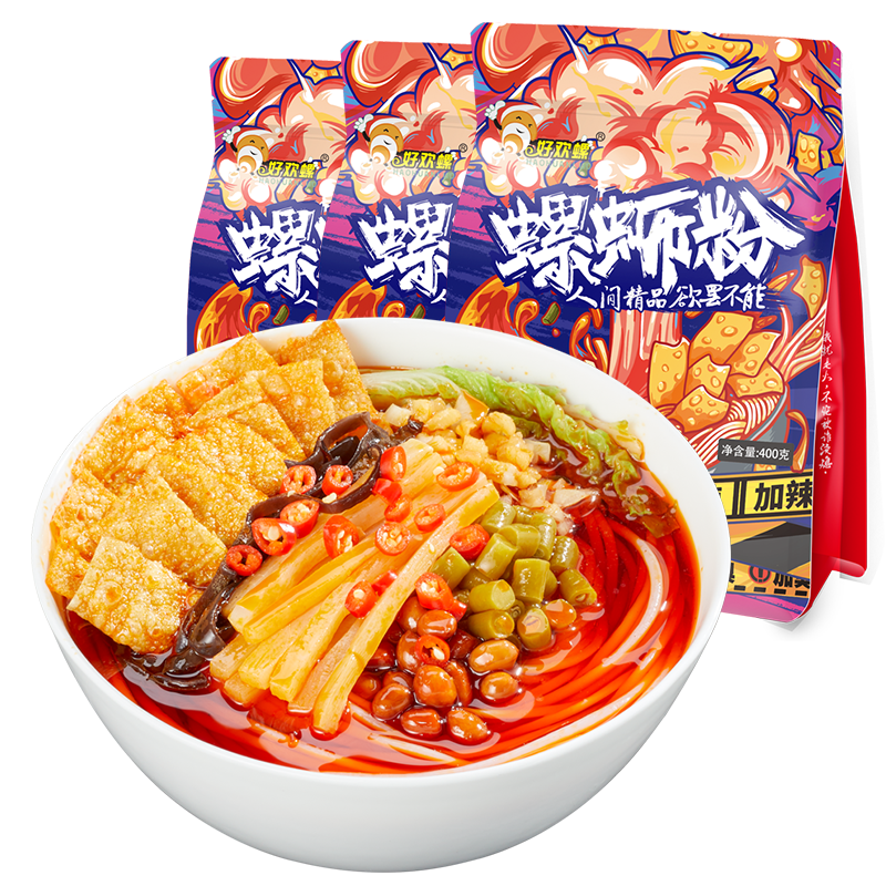 【好欢螺旗舰店】加臭加辣螺蛳粉400g*3袋