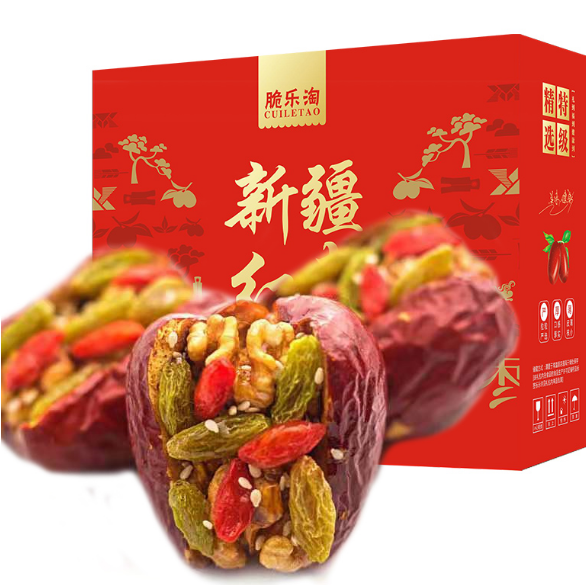 23.8元包邮！脆乐淘 芝麻枣夹核桃葡萄干1000g礼盒装