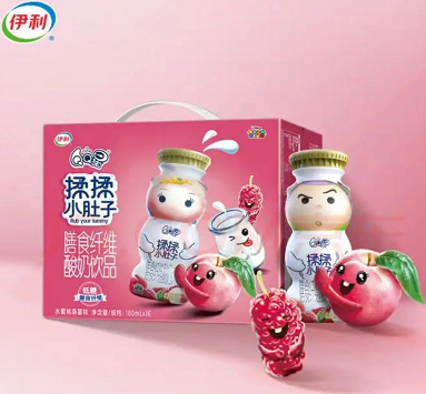 2箱41.0元包邮！伊利 QQ星 揉揉小肚子膳食纤维母婴酸奶饮品 水蜜桃桑葚味