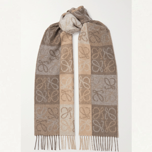 补货loewe罗意威羊毛羊绒混纺提花围巾