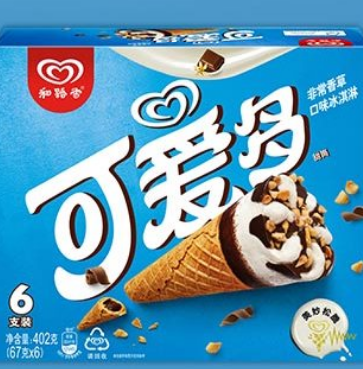 6件115.46元包邮！和路雪 可爱多甜筒 冰淇淋家庭装 67g*6支