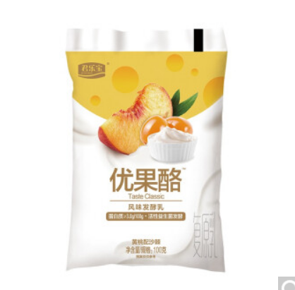 27.8元包邮！君乐宝 优果酪黄桃沙棘100g*16袋