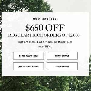 延长!Neiman Marcus网站正价时尚、家居、母婴等单品最高减$650促销 延长!Neiman Marcus网站正价时尚、家居、母婴等单品最高减$650促销
