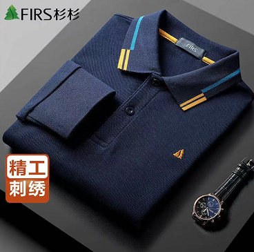 83元包邮！杉杉刺绣春秋商务休闲100%纯棉长袖T恤