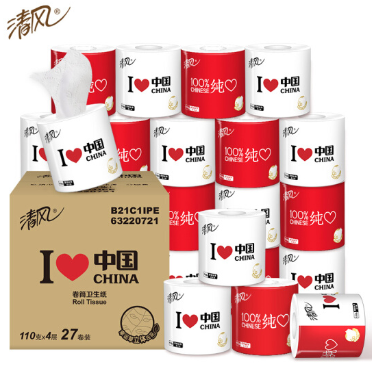 89.4元包邮！清风 城市系列印花卷纸 4层110g 27卷*3件