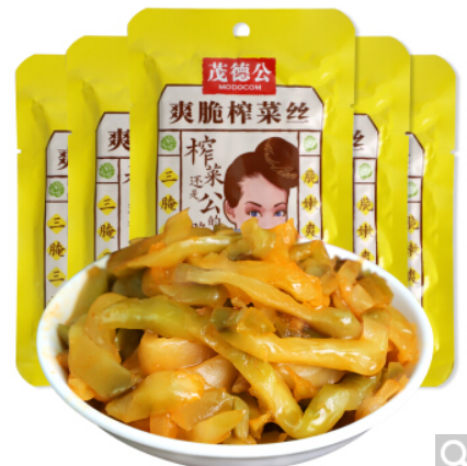 5.2元包邮！茂德公 爽脆榨菜丝80g*5（需拍3件 付15.68元）
