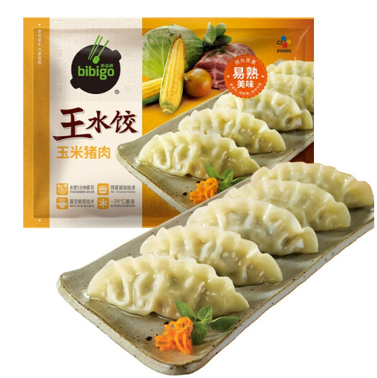 18.79元/件 112.76元包邮！bibigo 必品阁 玉米猪肉王水饺 1.2kg*6件