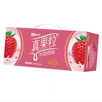 26.9元包邮！真果粒牛奶饮品草莓果粒250g×12包