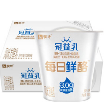 蒙牛 7.4元！冠益乳每日鲜酪风味发酵乳酸奶 100g*6杯 （需买2件，共14.8元）