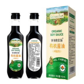 31.9元包邮！爷爷的农场 减盐型有机酱油 152ml*2件