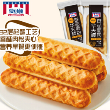 9.9元包邮！曼可顿 肉松华夫棒 38g*6个