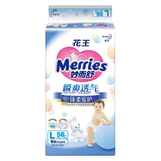 40.7元！花王妙而舒瞬爽透气母婴纸尿裤 L56片