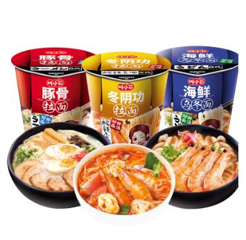 14.9元包邮！叫小花日式海鲜豚骨拉面67g*6桶