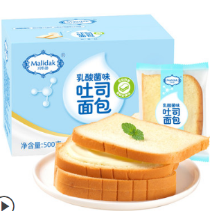 6.9元包邮！乳酸菌味吐司面包500g