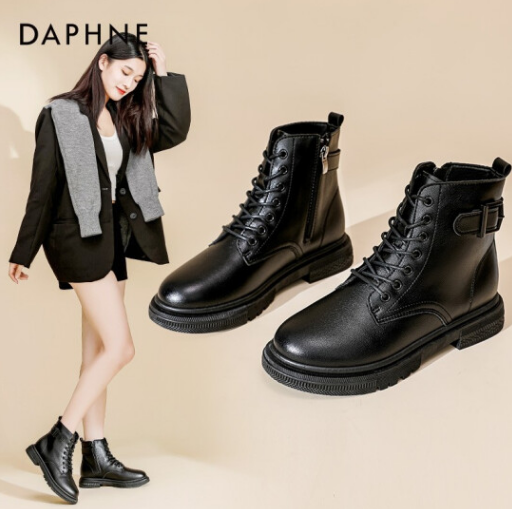 89元包邮！达芙妮 2021秋冬新品加绒马丁靴