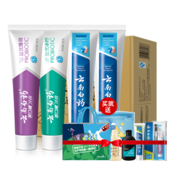 46元包邮！云南白药益生菌牙膏家庭装4支