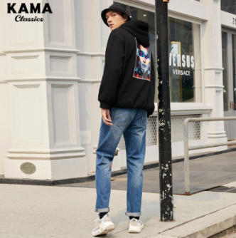 49元包邮！KAMA旗舰直筒男士牛仔裤