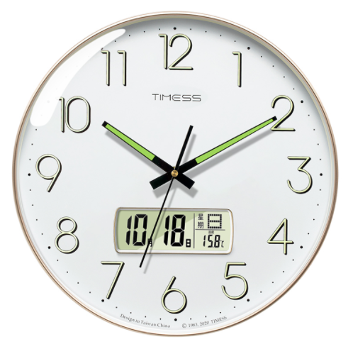 58.8元包邮！Timess 12英寸智能多功能夜光挂钟 P12C