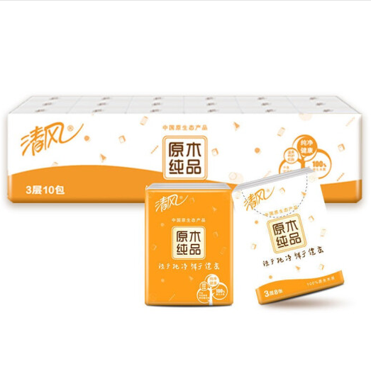 4.5元包邮！清风手帕纸 10包*5条