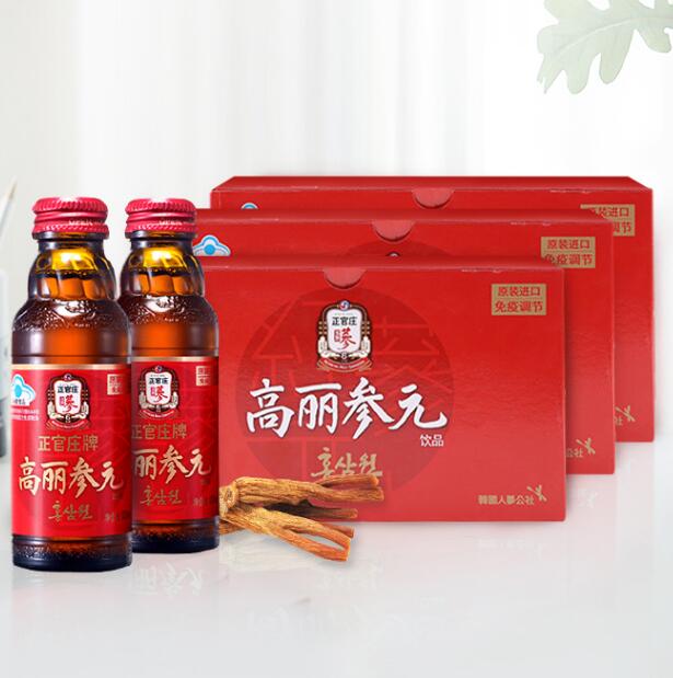 56.75元包邮！韩国正官庄 6年根高丽参元液 100ml*10瓶