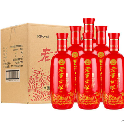 【折51元/箱】102元包邮！泸州老窖世家喜庆装52度500ml*6整（需拍2件 返16猫卡）