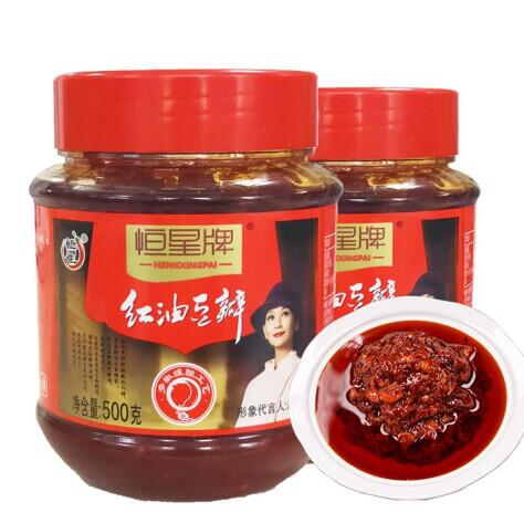 8.9元包邮！恒星 郫县红油豆瓣酱500g*2
