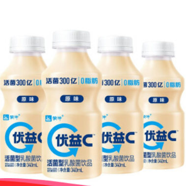 【好价】51元包邮！蒙牛 优益C益生菌饮料 原味 330ml*12瓶