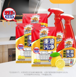 【折14元/件】42.4元包邮！威王 10效全能厨房清洁剂500g 补充420g*3袋*3件