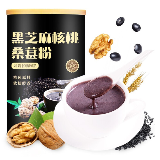 14.9元包邮！千寻 黑芝麻核桃桑葚粉500g