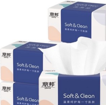 2.5元包邮！丽邦 家用实惠装抽纸4层360张*6包 