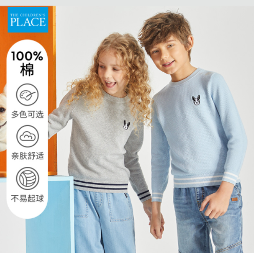 29.9元包邮！The Children's Place 男女童秋冬套头圆领毛衣（90~150码）多款