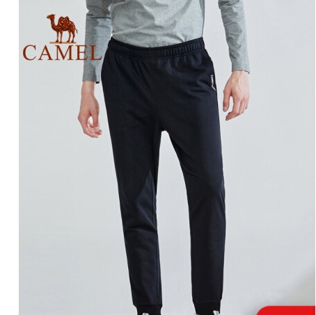 69元包邮！骆驼男装 百搭休闲裤 黑色 XL