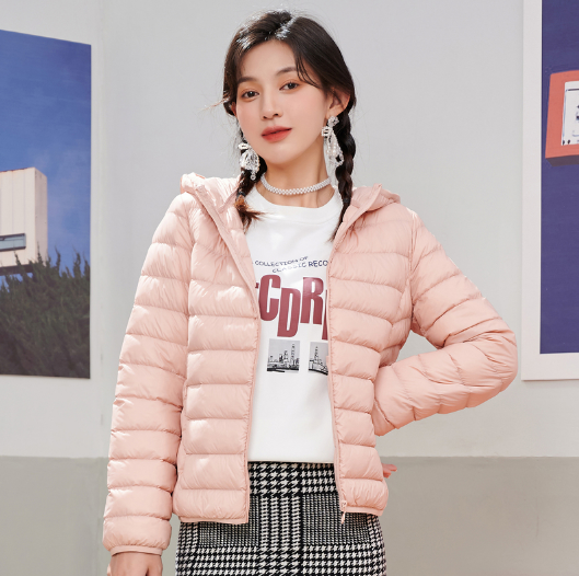119元包邮！快鱼 2021新款女士白鸭绒连帽羽绒服