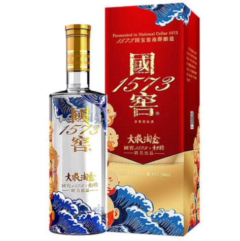 1034元包邮！泸州老窖 国窖1573 大浪淘金方力钧版 52%vol 浓香型白酒 500ml 单瓶装 