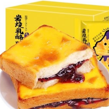 9.4元！比比赞 岩烧乳酪吐司 蓝莓味 400g 