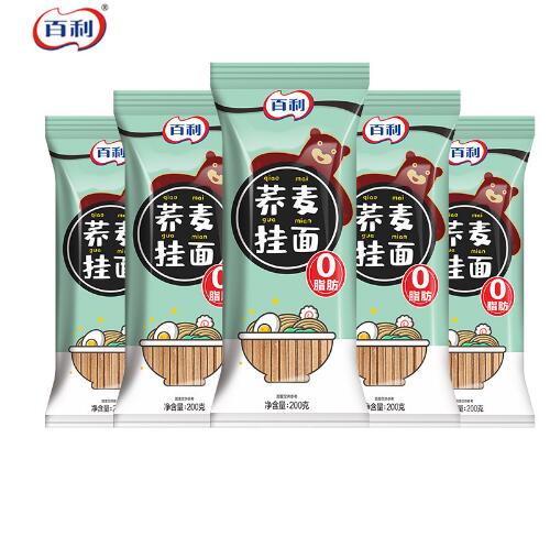12.9元包邮！百利0脂肪荞麦面200g*5袋