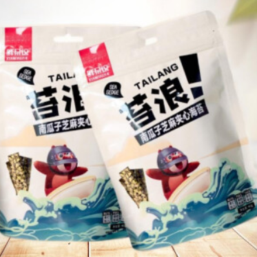 【折3.3元/袋】9.9元包邮！鲜呆这 苔浪 巴旦木夹心海苔脆 40g*3袋
