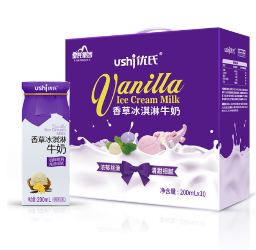 29.9元包邮！优氏 香草冰淇淋牛奶/高钙牛奶 200ml*10盒