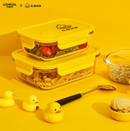 16.9元包邮！乐唯诗  微波炉专用加热饭盒 G.DUCK联名1040ml